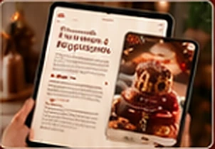 Ficha de receita natalina exibida no tablet